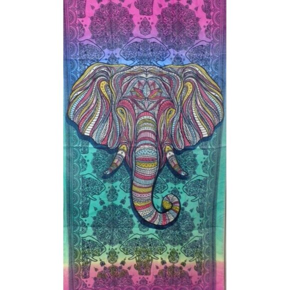 Unbranded Other - New Colorful Elephant Boho Beach Bath Pool Towel Gift Elephants Herd Zoo Indian